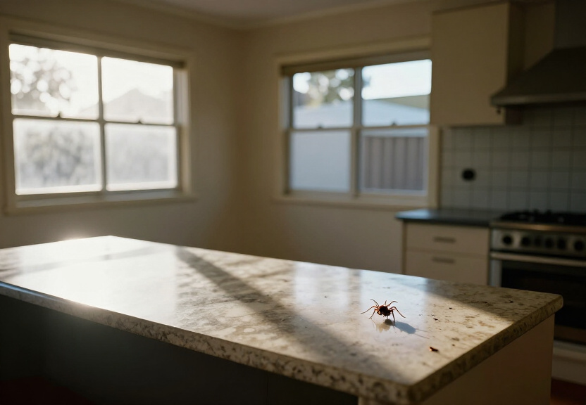 Spider webs in a Narwee garage before treatment